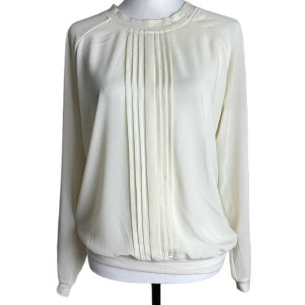 De Collection Pleated Front Blouson Top Cream‎ Womens Small